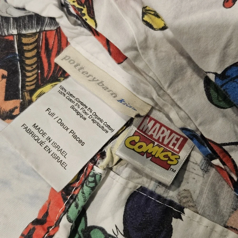 Pottery Barn Kids Marvel Comics Full Sheet Set Flat Fitted Hulk Captain America